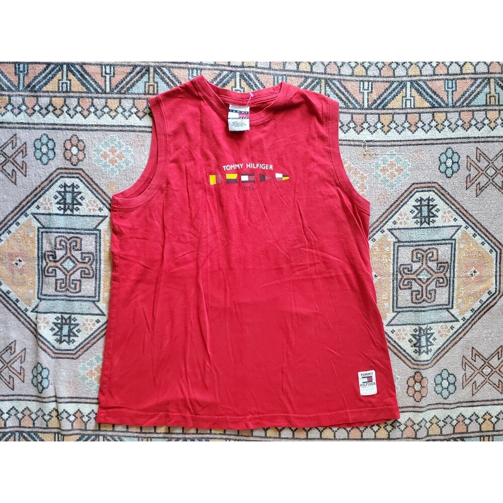 Vintage Y2K Tommy Hilfiger Made in USA Red Sleeveless Tank Top Shirt